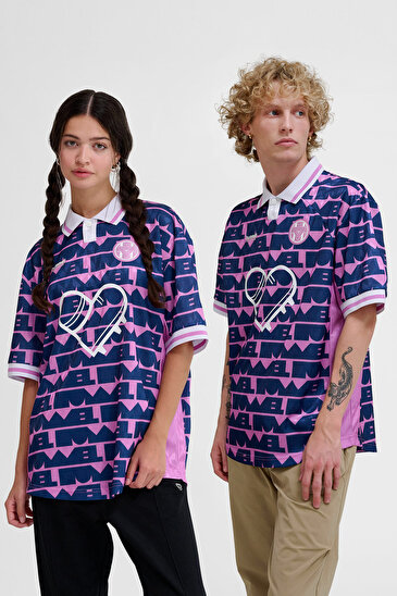 LOVE LOOSE KISA KOLLU FUTBOL FORMASI Pembe Unisex Tişört