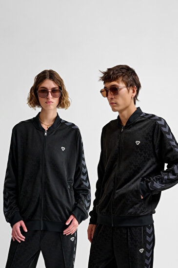 ARCHIVE REGULAR POLY AOP FERMUARLI SWEATSHIRT Siyah Unisex Sweatshirt