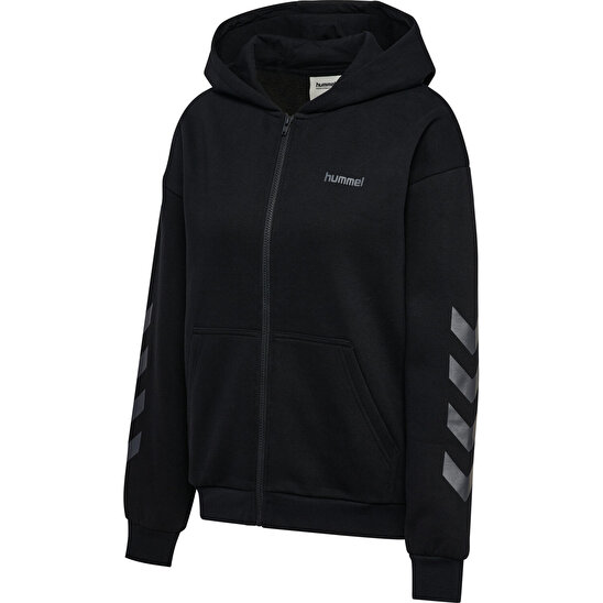 KEEPER CHEVRON W FERMUARLI HOODIE Siyah Kadın Fermuarlı Hoodie