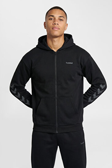 KEEPER CHEVRON FERMUARLI HOODIE Siyah Erkek Fermuarlı Hoodie