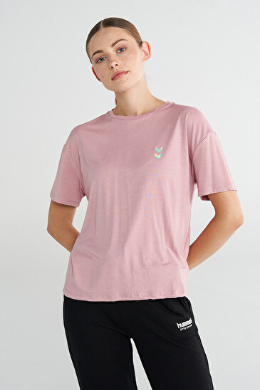 MELTON KISA KOLLU TİŞÖRT Pembe Kadın Tişört
