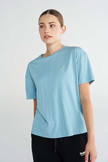 MELTON KISA KOLLU TİŞÖRT Mavi Kadın Tişört