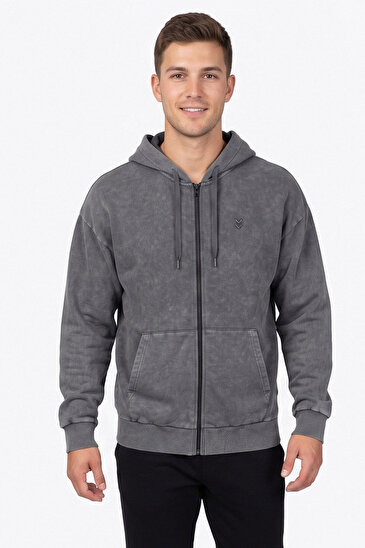 LEROY FERMUARLI HOODIE Siyah Erkek Fermuarlı Hoodie