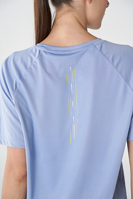 LARA KISA KOLLU TİŞÖRT Mavi Kadın Tişört