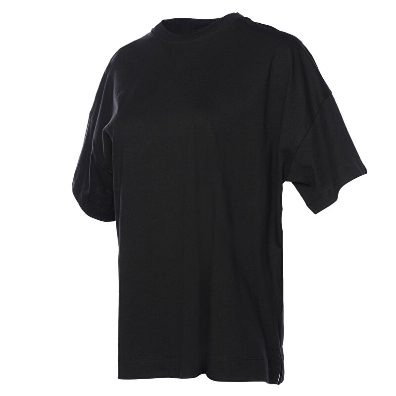 SHURA OVERSIZE KISA KOLLU TİŞÖRT Siyah Kadın Tişört