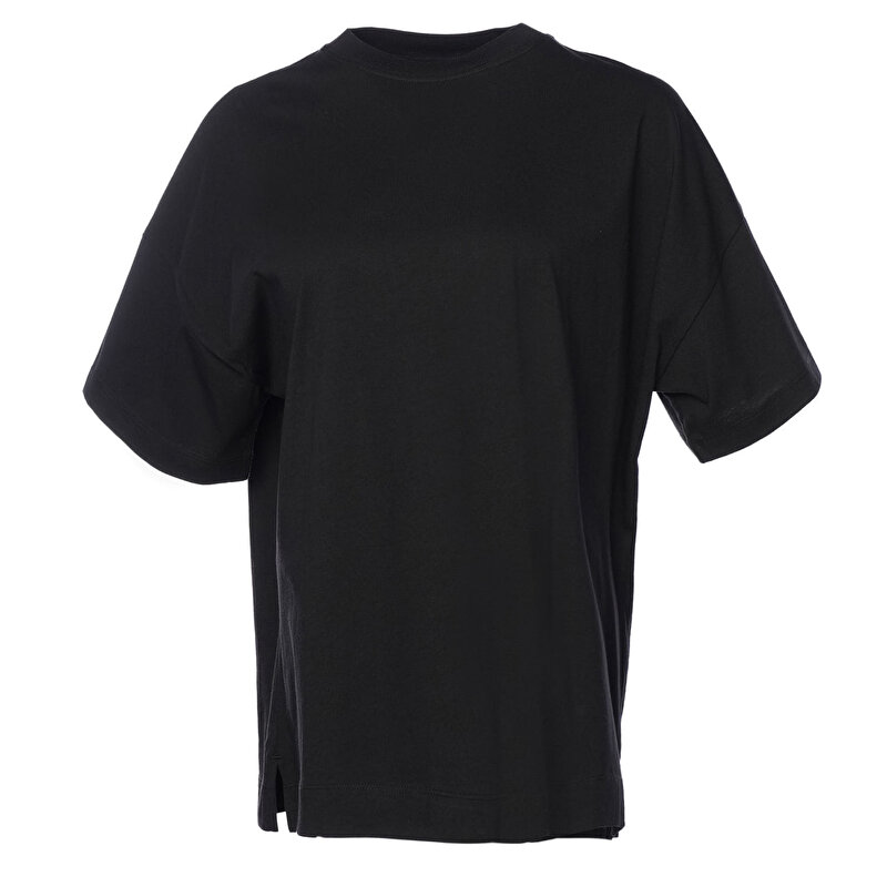 SHURA OVERSIZE KISA KOLLU TİŞÖRT Siyah Kadın Tişört