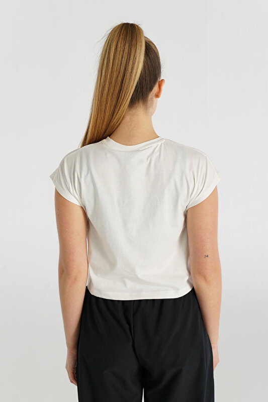 AFRA KISA KOLLU TİŞÖRT Beyaz Kadın Tişört