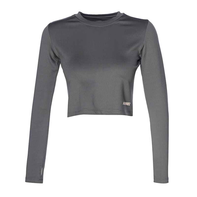 DOLBY CROP UZUN KOLLU TİŞÖRT Gri Kadın Tişört