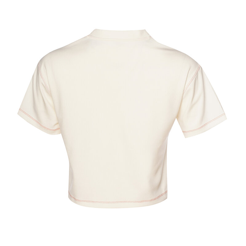 SILVANA KISA KOLLU TİŞÖRT Beyaz Kadın Tişört