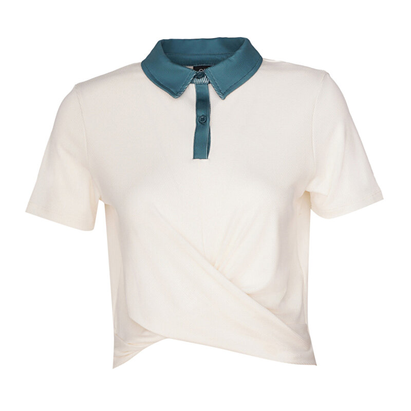 AMANDA KISA KOLLU TİŞÖRT Ekru Kadın Tişört