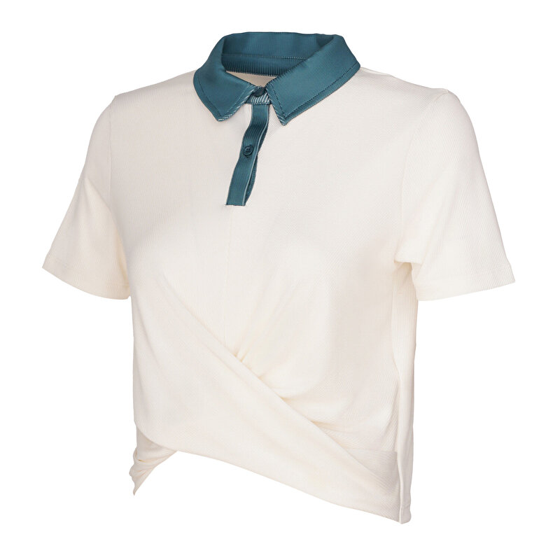 AMANDA KISA KOLLU TİŞÖRT Ekru Kadın Tişört