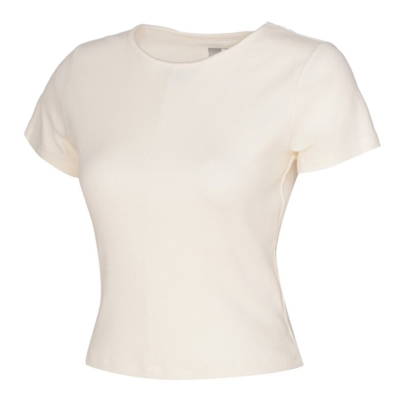 REPORTAJE KISA KOLLU TİŞÖRT Ekru Kadın Tişört