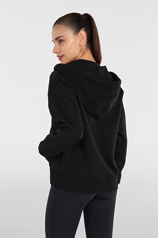 ANE FERMUARLI HOODIE Siyah Kadın Fermuarlı Hoodie