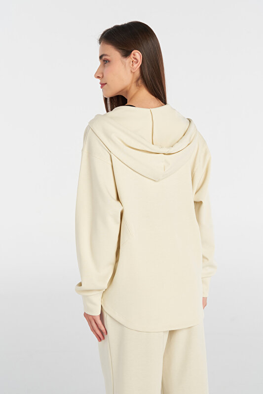 INBAR FERMUARLI HOODIE Bej Kadın Fermuarlı Hoodie