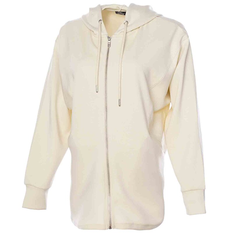 INBAR FERMUARLI HOODIE Bej Kadın Fermuarlı Hoodie