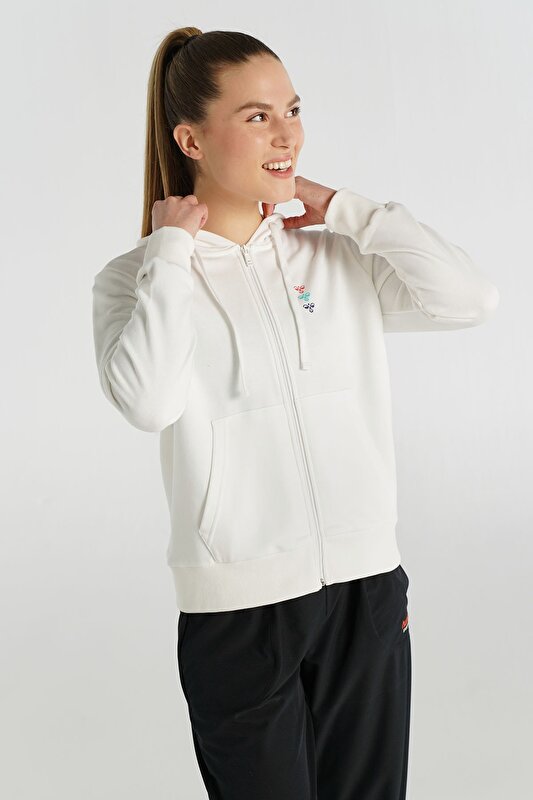 DORA FERMUARLI HOODIE Beyaz Kadın Hoodıe