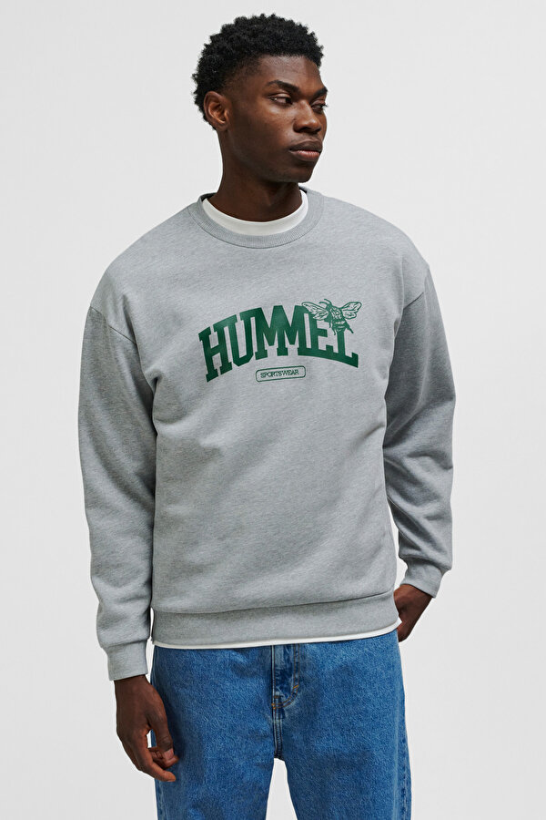 LOOSE UNIVERSITY BEE SWEATSHIRT Gri Unisex Sweatshirt