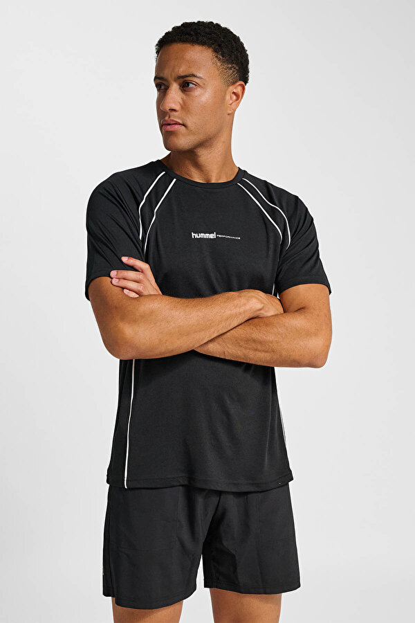 PULSE TRAINING PRINT SS KISA KOLLU TİŞÖRT Siyah Erkek Tişört