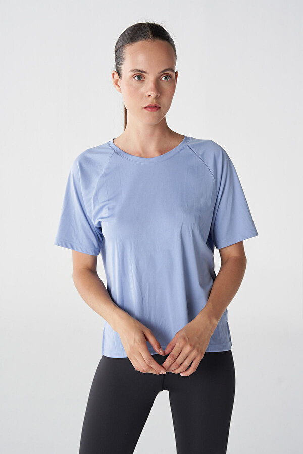 LARA KISA KOLLU TİŞÖRT Mavi Kadın Tişört