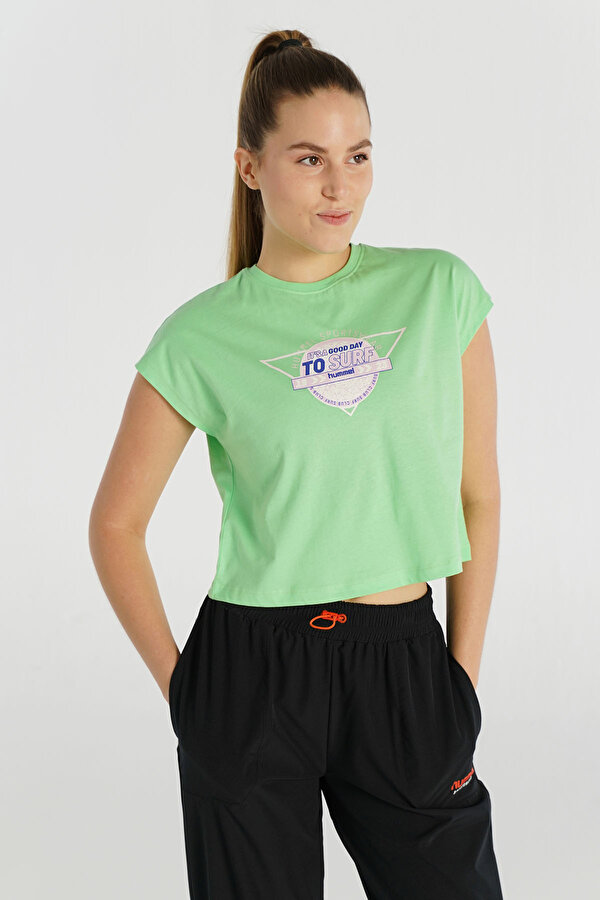 AFRA KISA KOLLU TİŞÖRT Yeşil Kadın Tişört