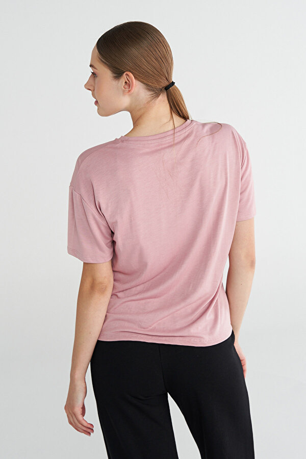 MELTON KISA KOLLU TİŞÖRT Pembe Kadın Tişört