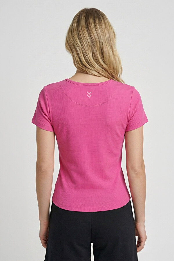 REPORTAJE KISA KOLLU TİŞÖRT Pembe Kadın Tişört