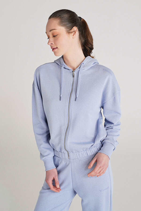 MONEGRAS FERMUARLI HOODIE Mavi Kadın Fermuarlı Hoodie