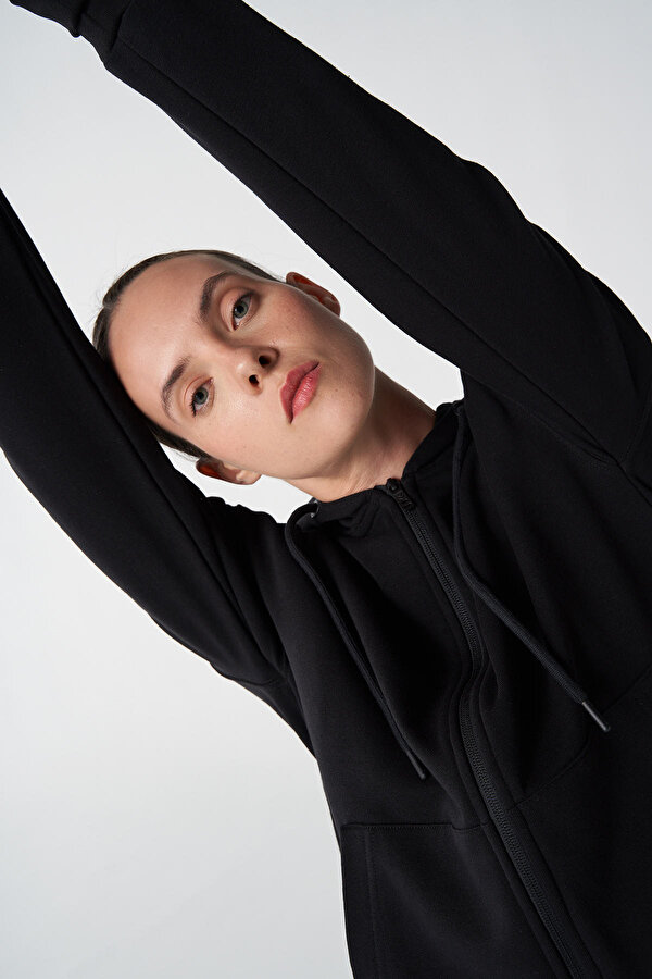 T-IC ICONA FERMUARLI HOODIE Siyah Kadın Hoodie