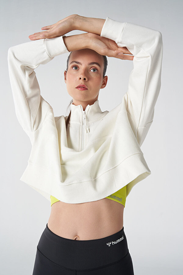 SHURA OVERSIZE FERMUARLI SWEATSHIRT Beyaz Kadın Fermuarlı Sweatshirt