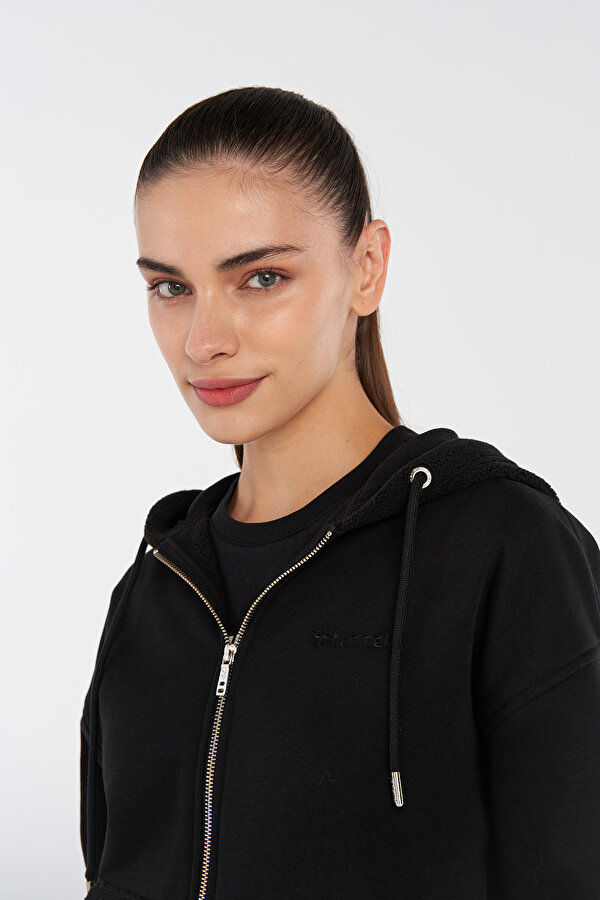 ANE FERMUARLI HOODIE Siyah Kadın Fermuarlı Hoodie