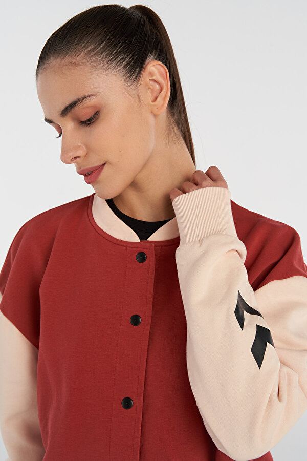 TELMA BOMBER FERMUARLI SWEATSHIRT Kırmızı Kadın Fermuarlı Sweatshirt