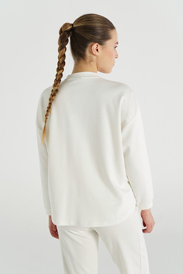 CLINT FERMUARLI SWEATSHIRT Beyaz Kadın Sweatshirt