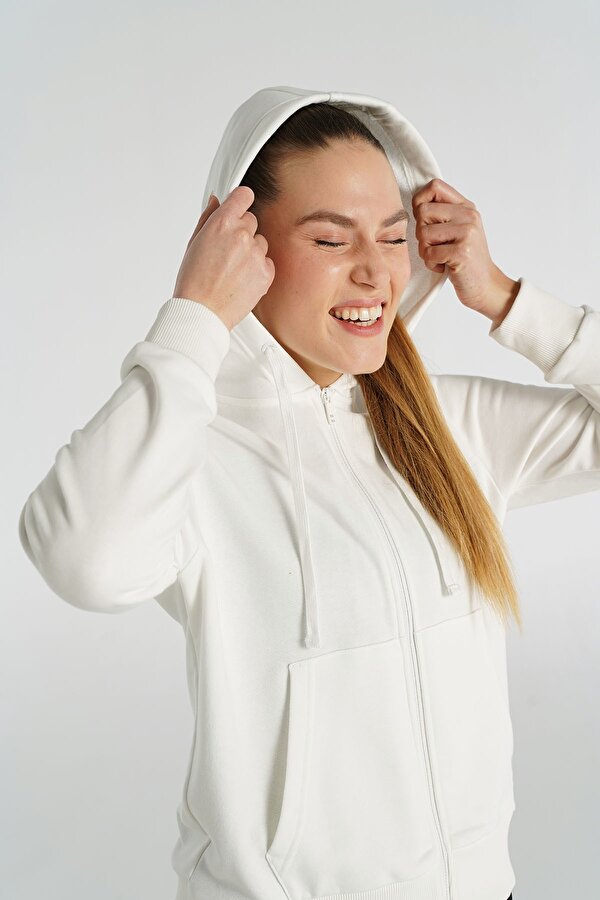 DORA FERMUARLI HOODIE Beyaz Kadın Hoodıe
