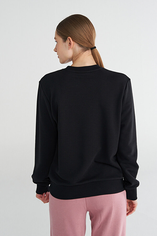 T-PULSE REGULAR CREW W NECK SWEATSHIRT Siyah Kadın Sweatshirt